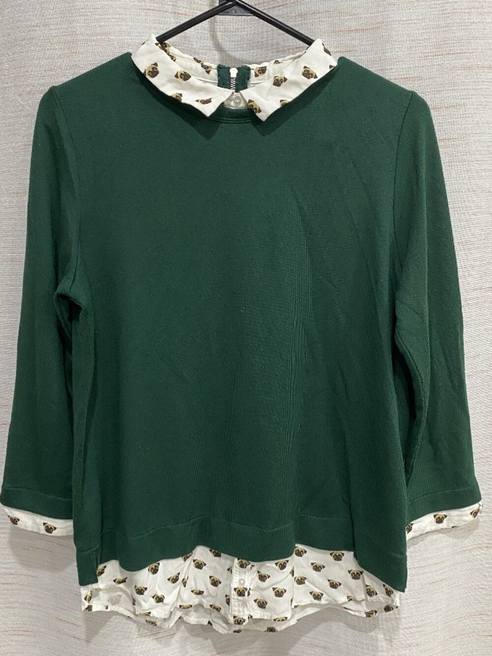 Twink Simons Pug Shirt Green White Large Womens (249)